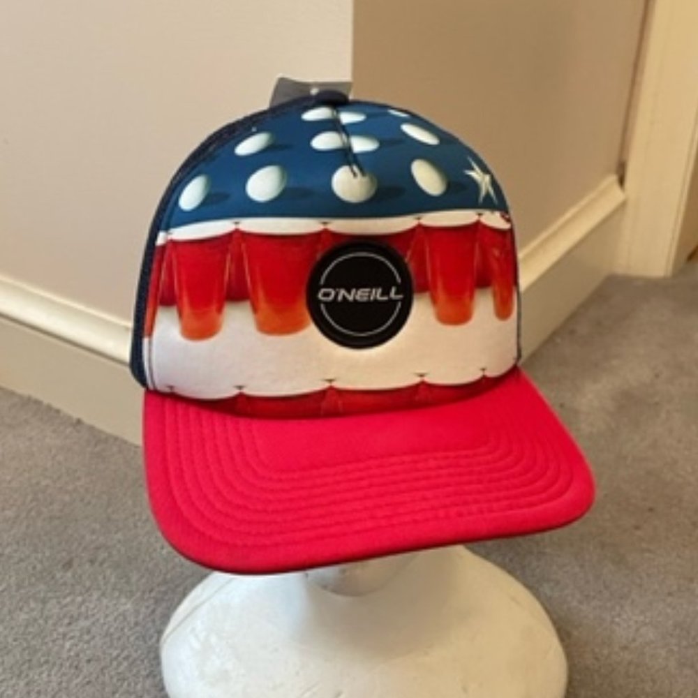 O'Neill BEER Pong Patriotic Snapback Hat Cap~NWT